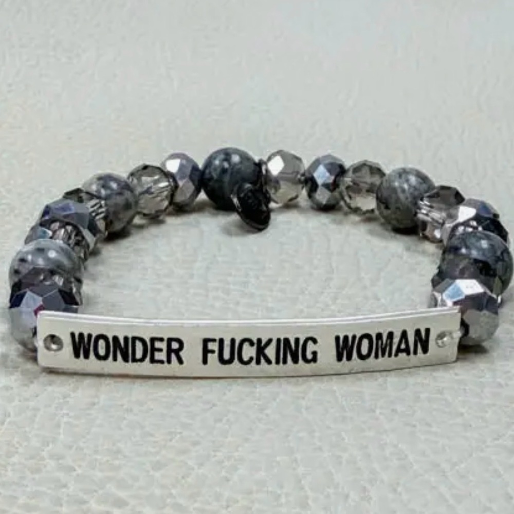 Wonder Woman Semiprecious Stones Beaded Bracelet Silver